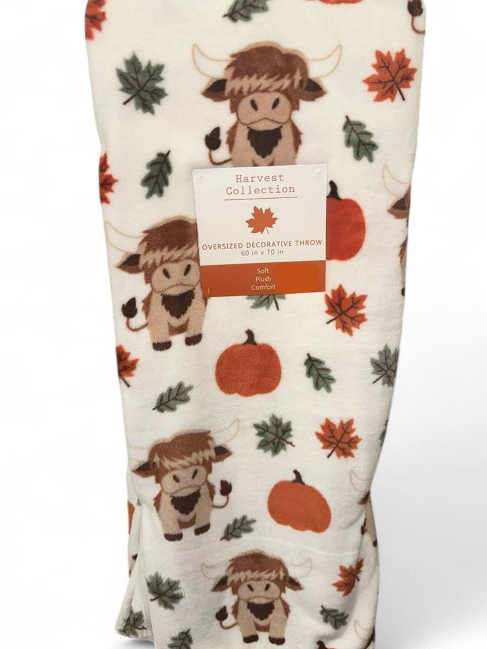 Fall Highland Cows & Pumpkins Decorative Throw Blanket
